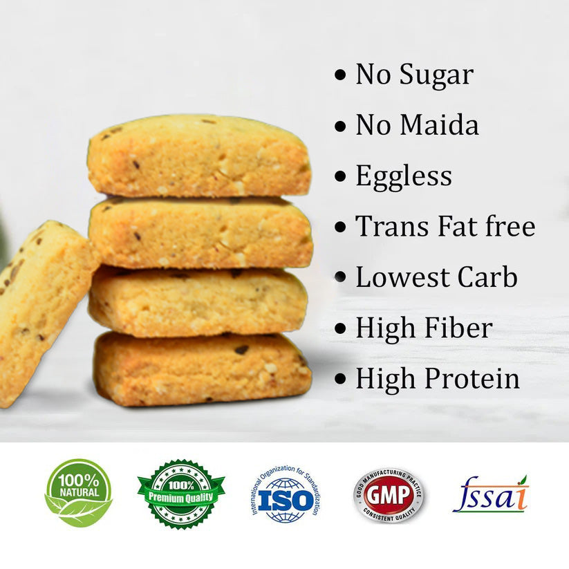 NutroActive Keto Jeera Cookies Salted 0.5g Net Carb Zero Sugar - 200g