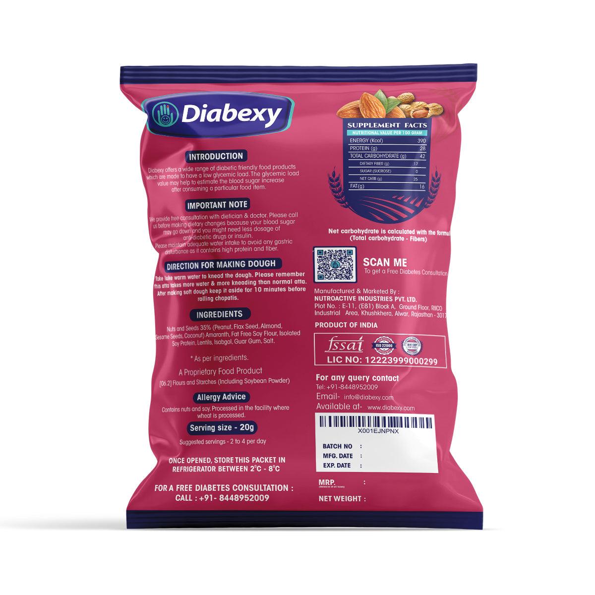 Ingredients and benefits of Diabexy's gluten free atta