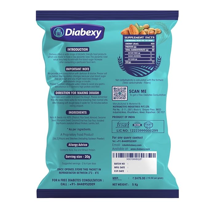 Diabexy Kit for Beginners (Diabexy Atta - 1kg, Reversol Tablet 30 Tab & EGL Chart- Hard Copy)