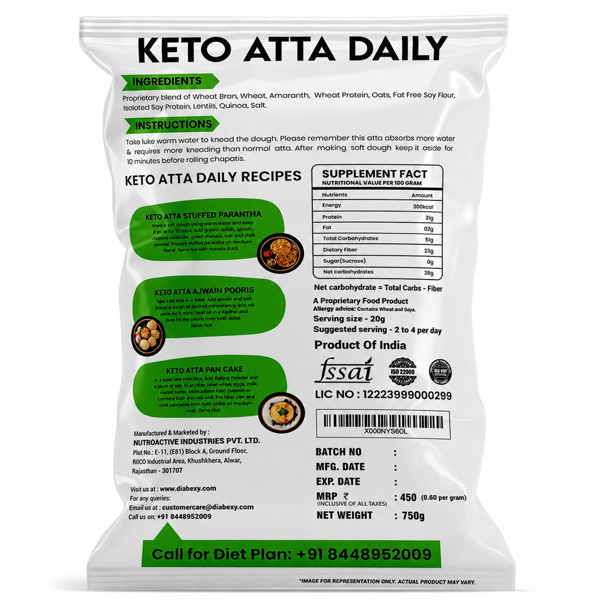 NutroActive Keto Atta Daily | Nuts Free Low Carb Atta
