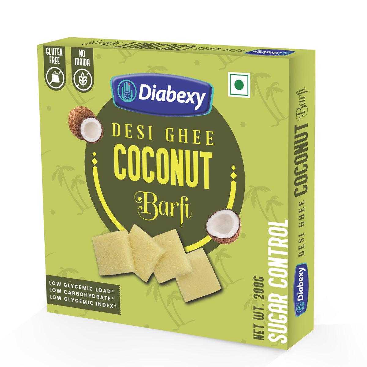 Diabexy Desi Ghee Sugar Free Coconut Barfi - 200g - Diabexy