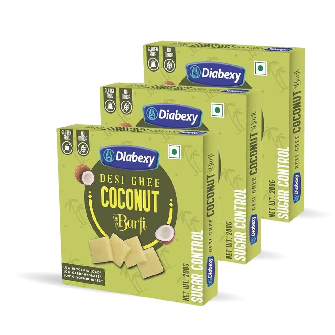 Diabexy Desi Ghee Sugar Free Coconut Barfi - 200g - Diabexy