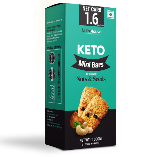 NutroActive Keto Breakfast Bar Zero Sugar Gluten Free Extremely Low Carbs 100 Gm - Diabexy