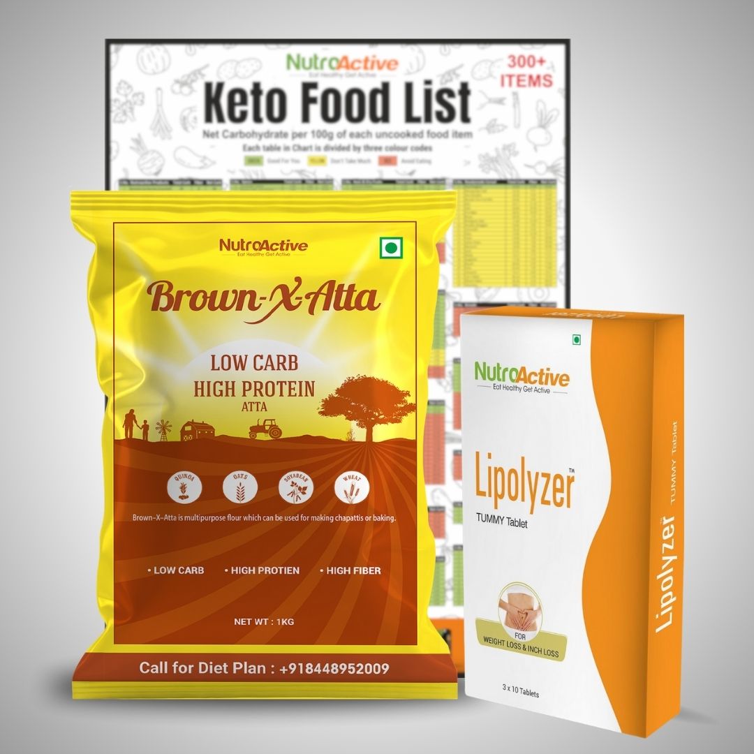 Weight Loss Kit (BrownXatta 1 kg, Lipolyzer Tummy Tablet, Keto Food List