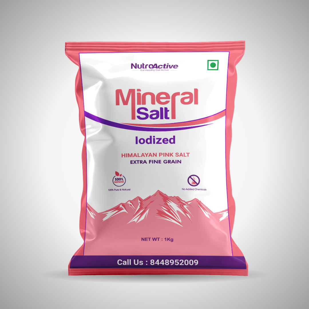 NutroActive MineralSalt Iodized Himalayan Pink Rock Salt Extra Fine Grain 1 kg