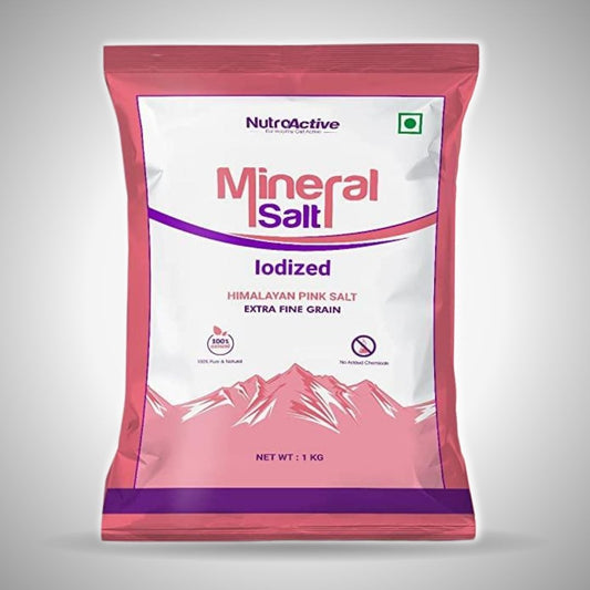 NutroActive MineralSalt Iodized Himalayan Pink Rock Salt Extra Fine Grain 1 kg