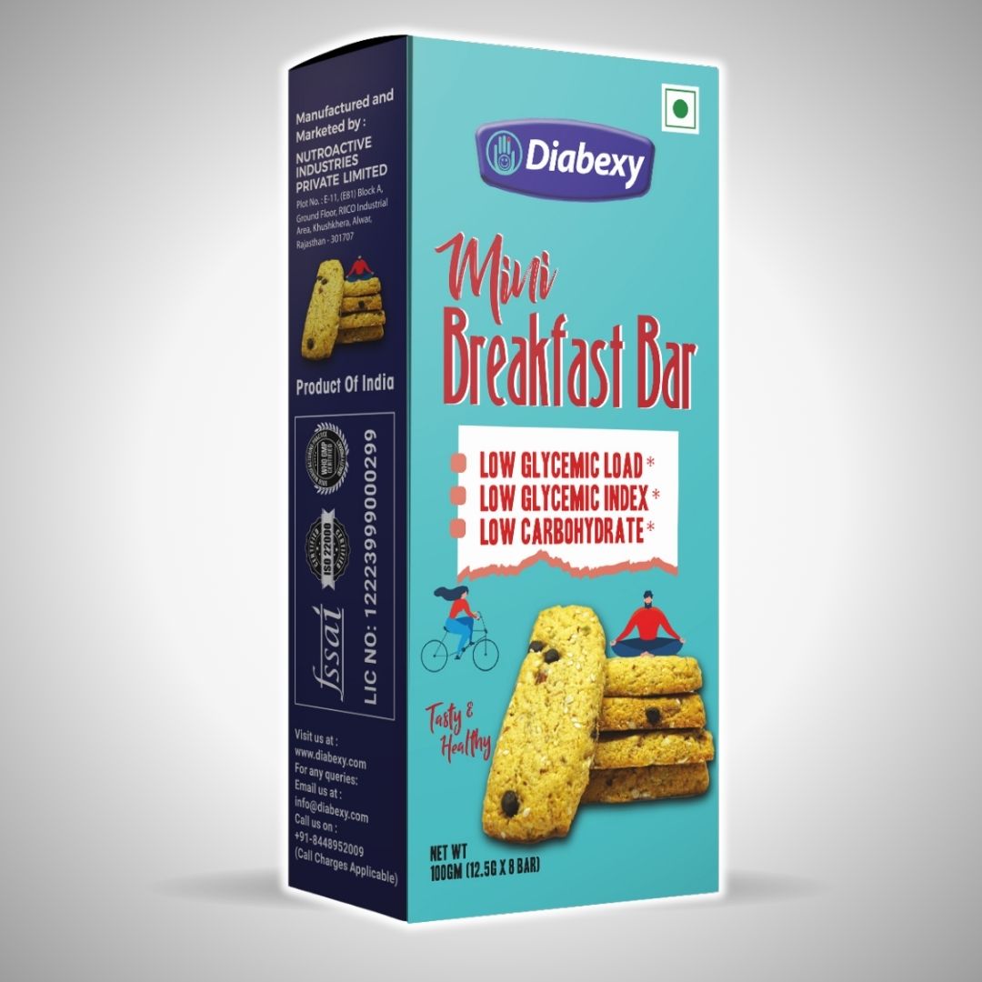 Diabexy Mini Breakfast Bar - 100 gm | Protein-Rich Breakfast Bar for