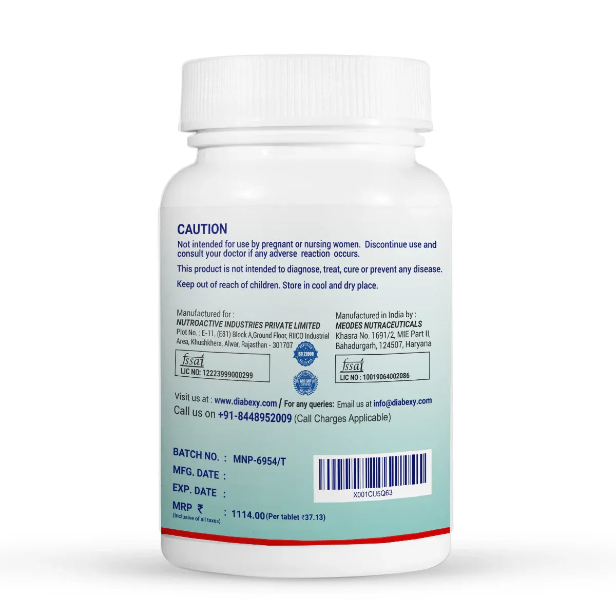 Diabexy Reversol tablets for diabetes control, blood sugar management, and insulin support manufactured by Nutroactive Industries in India.
