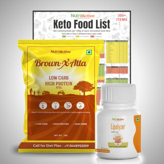 Weight Loss Kit (BrownXatta 1 kg, Lipolyzer Tummy Tablet, Keto Food List