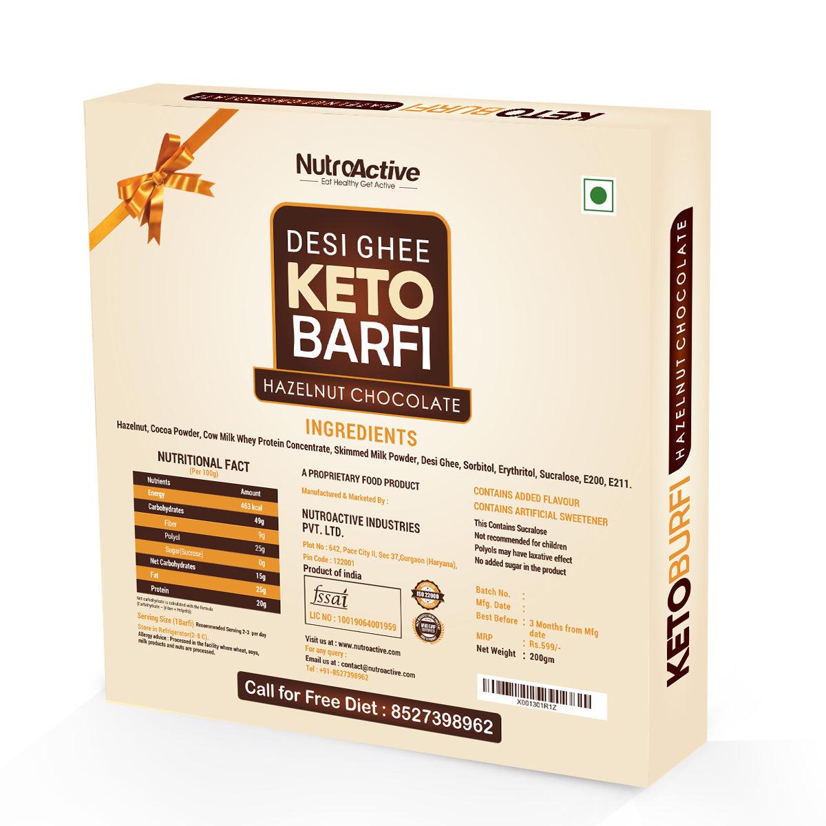 Keto Barfi - Combo Pack - Kaju, Chocolate and Coconut- 200g Each - Diabexy