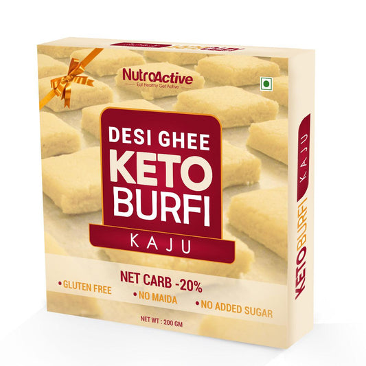 NutroActive Desi Ghee Keto Kaju Barfi, Sugar Free - 200gm - Diabexy