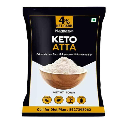 NutroActive Keto Atta (1g Net Carb Per Roti ) Extremely Low Carb Flour - 500 gm - Diabexy