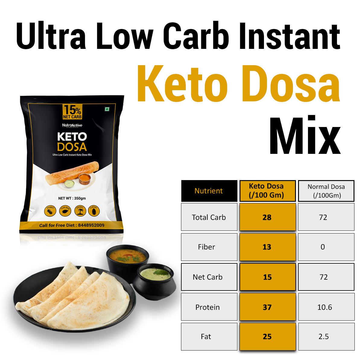 NutroActive Keto Dosa Mix, Low Carb Gluten Free - 350 gm - Diabexy