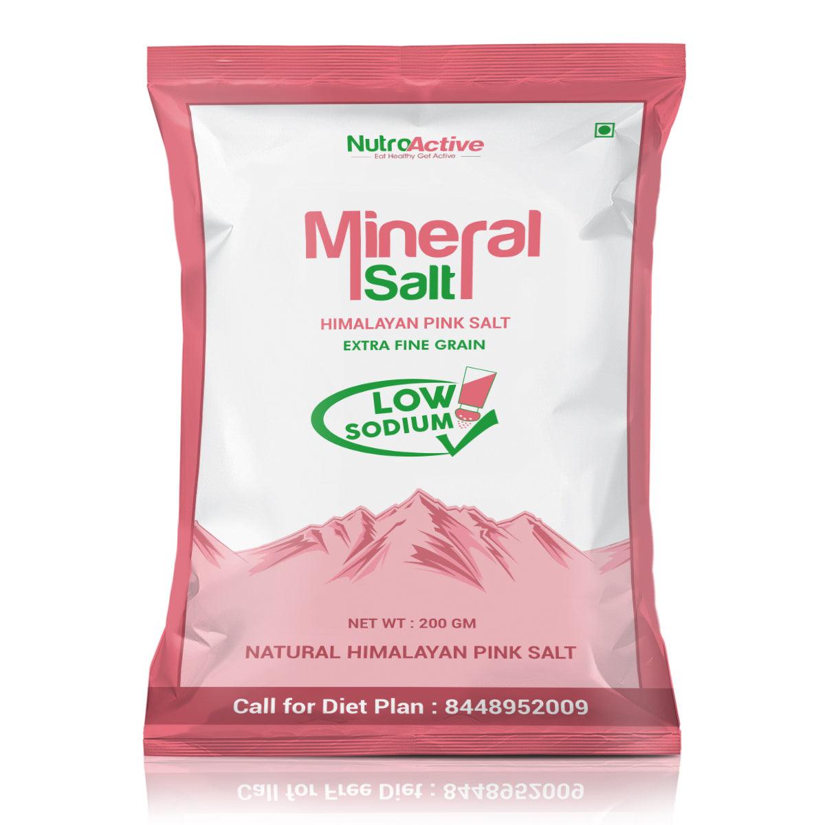 NutroActive MineralSalt Low Sodium Himalayan Rock Pink Salt Extra Fine Grain 200g - Diabexy
