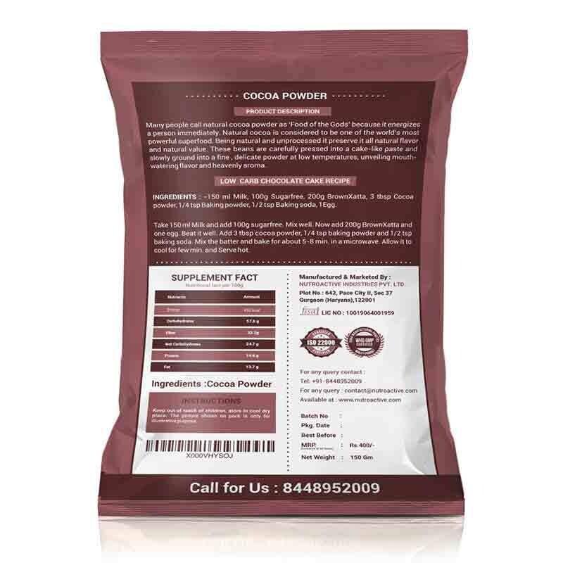 NutroActive Natural Cocoa Powder Unsweetened 150 gm - Diabexy